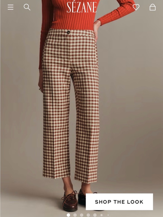 Sezane Pants - Sezane Martin Crop Trousers - Brown/Ecru gingham